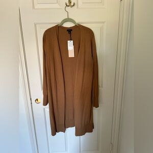 Halogen Camel Open Front Cardigan